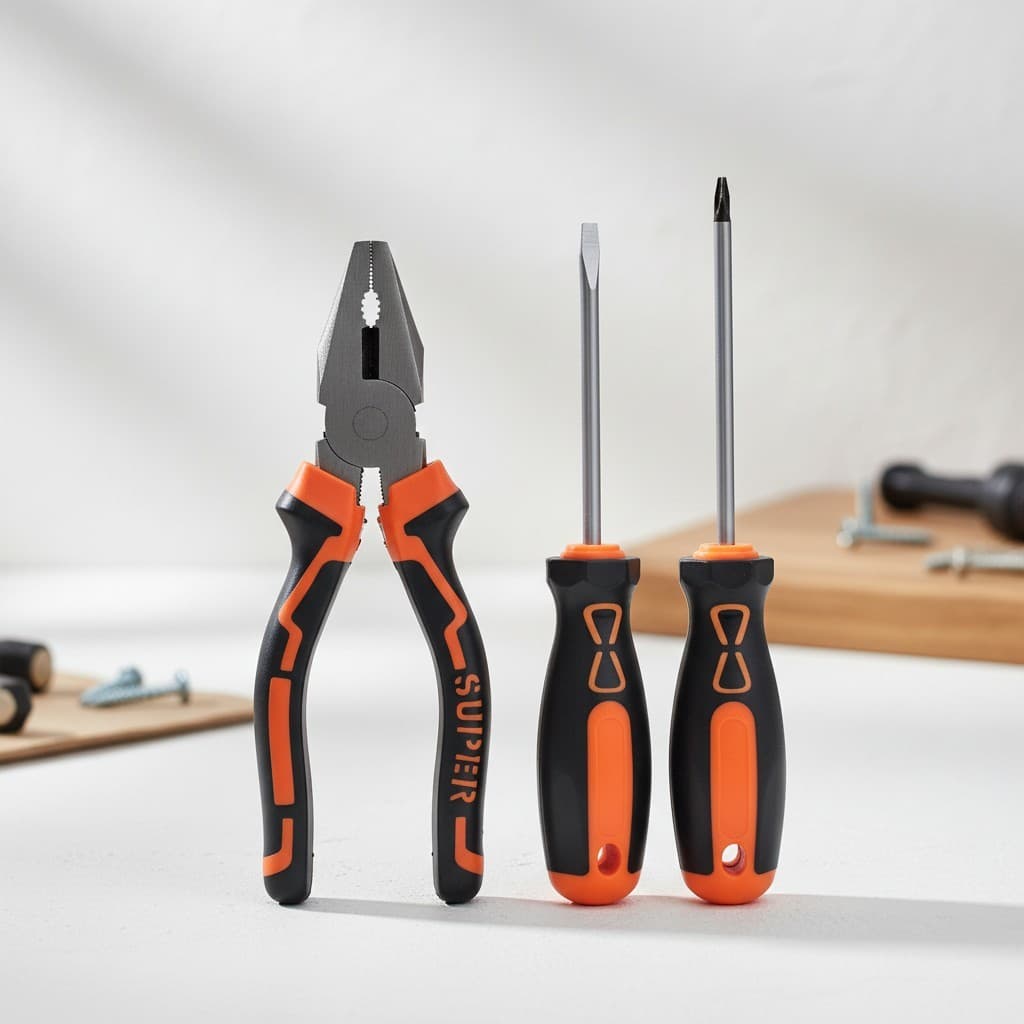 Kit Ferramentas Emborrachadas Fenda Philips Alicate Universal 3 Peças Reforçado