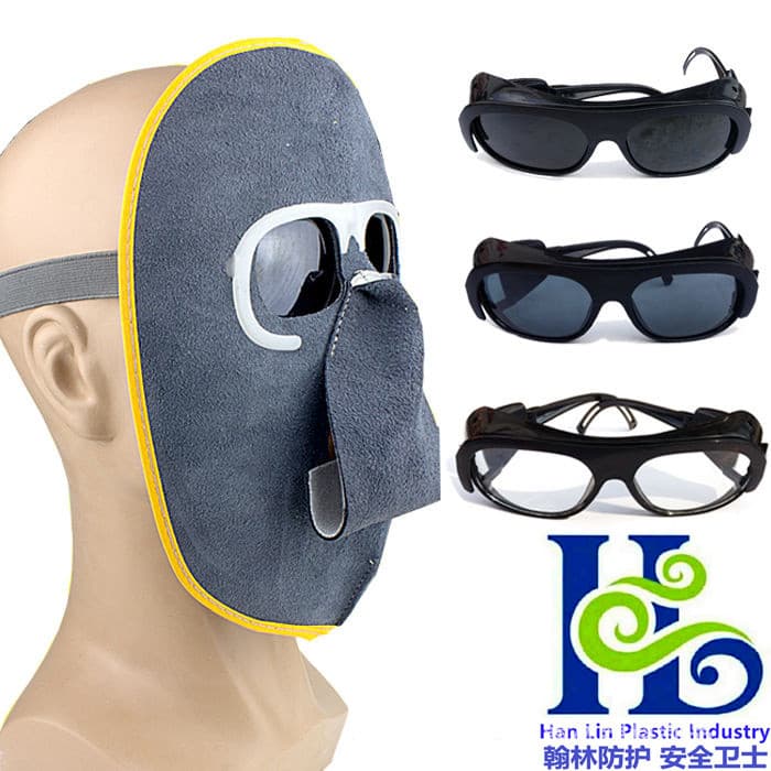 Máscara protetora de soldagem de couro durável óculos de soldagem Wearable rosto cheio Anti-assar rosto soldagem capa pr