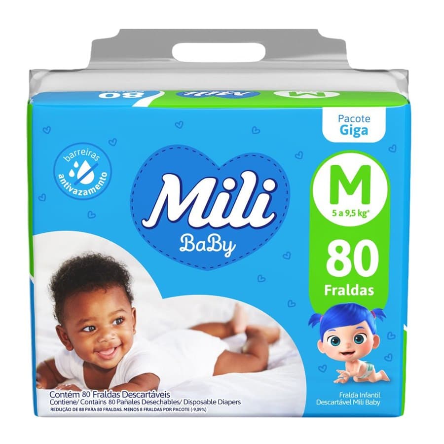 Fralda Mili Baby Giga M - 80 Unidades