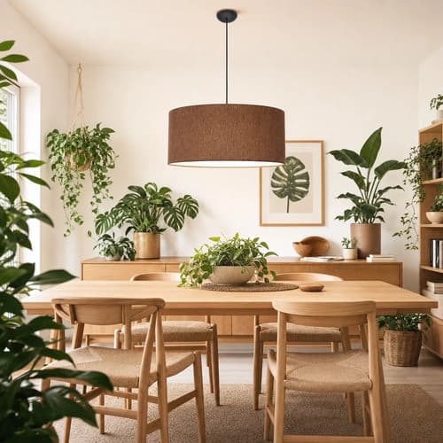 Luminária De Teto Pendente Dubai Luxo Bivolt E27 Cúpula Em Tecido 127/220v Marrom