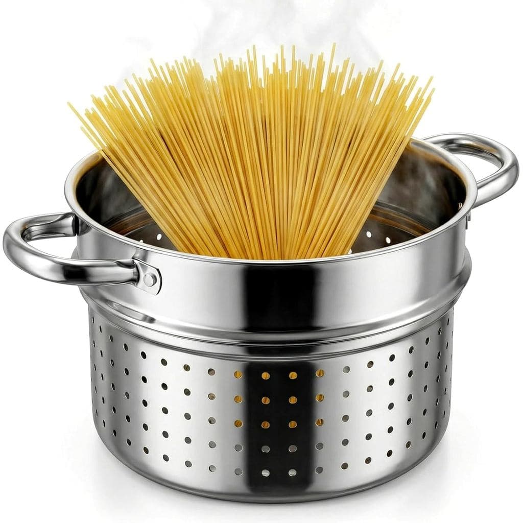 Inserção De Filtro De Macarrão De Aço Inoxidável Mifoci 6 Qt Para Com Alças Cesta De Vapor Cabe Em Panelas De 6 E 8 Quar