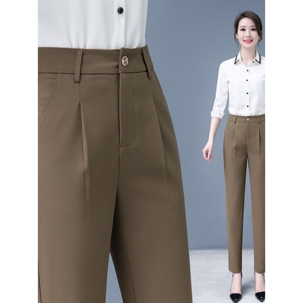 Calças de terno femininas mais finas olhar cintura alta calças de cigarro retas primavera outono novo estilo All-Match t