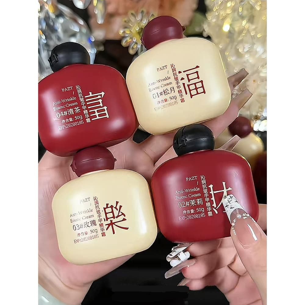 [Chegada 4 garrafas] Anti-rugas mão prego essência creme para as mãos caixa de presente conjunto hidratante hidratante f
