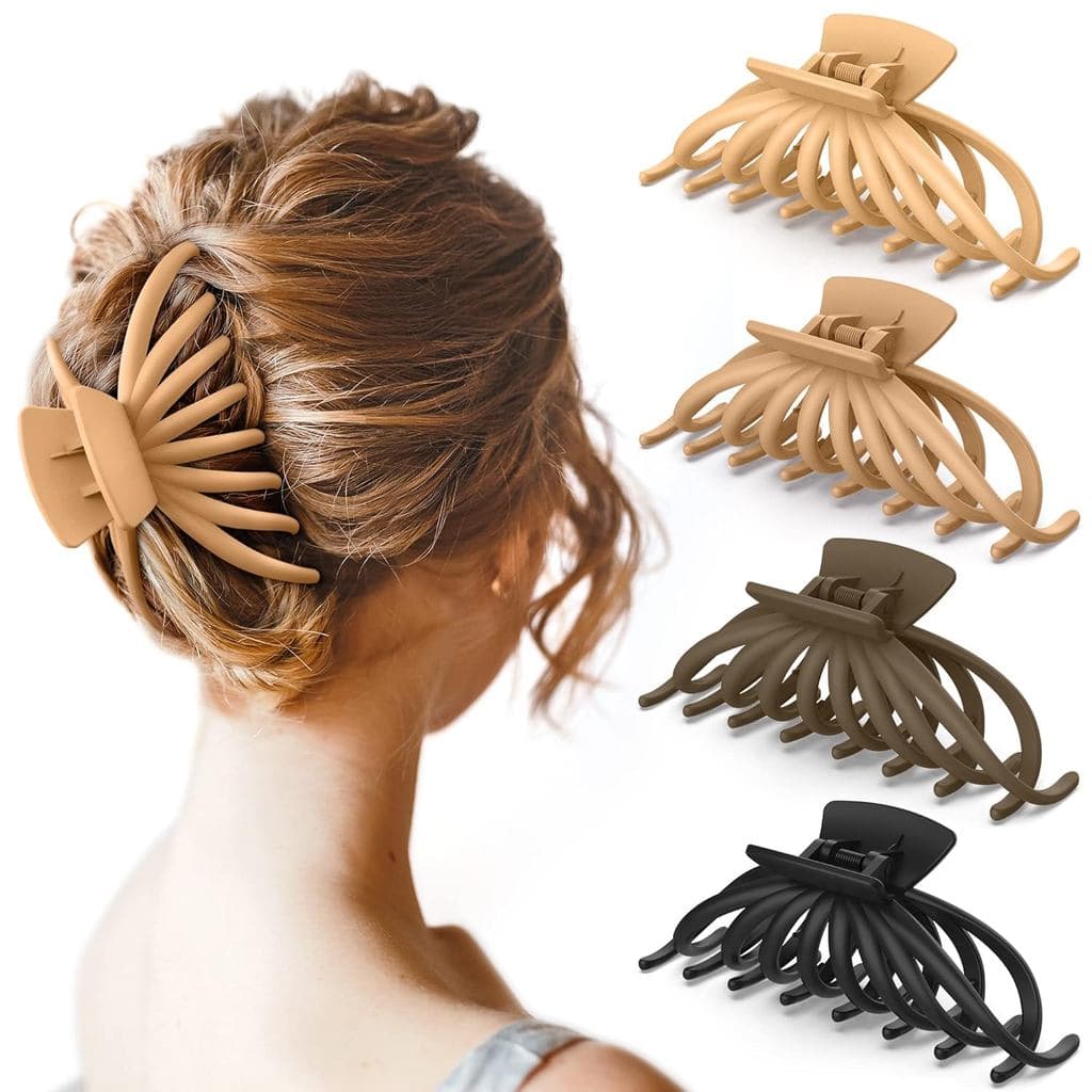Presilhas de Cabelo OPAUL para Cabelos Grossos, Pacote com 4 - Presilhas de Cabelo Extra Grandes para Mulheres, Acessóri
