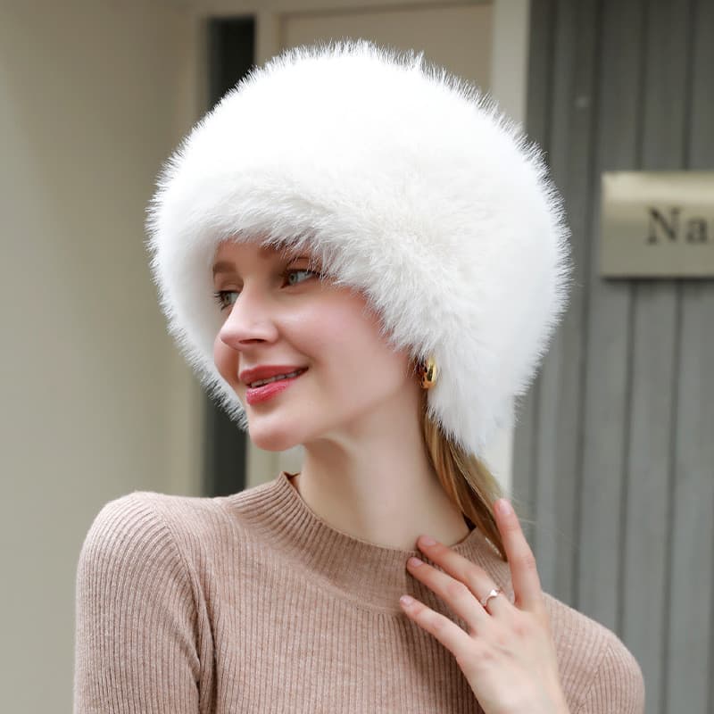 Inverno Grosso Quente Peludo Gorros Chapéu Feminino Moda Imitação