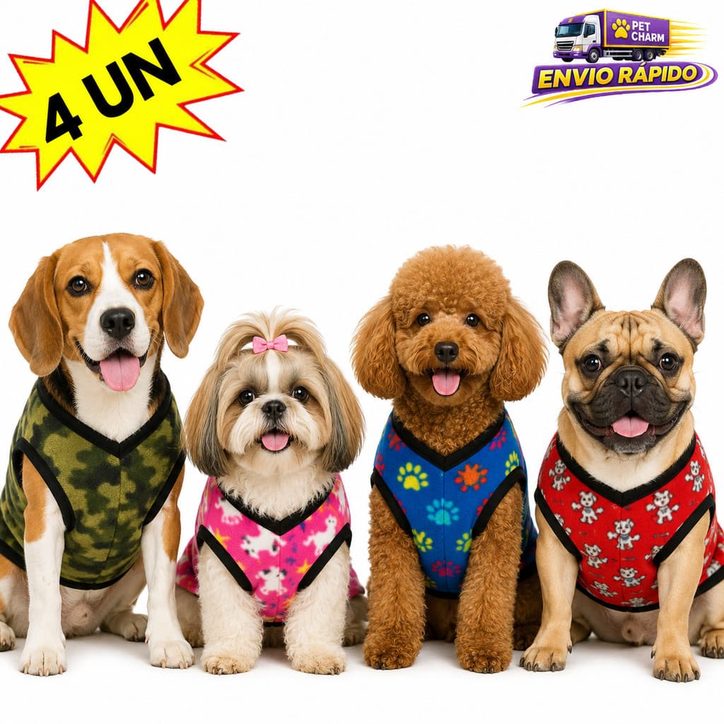Kit 4 Roupinha N7 Para Cachorro Médio Porte Roupa Pet Frio