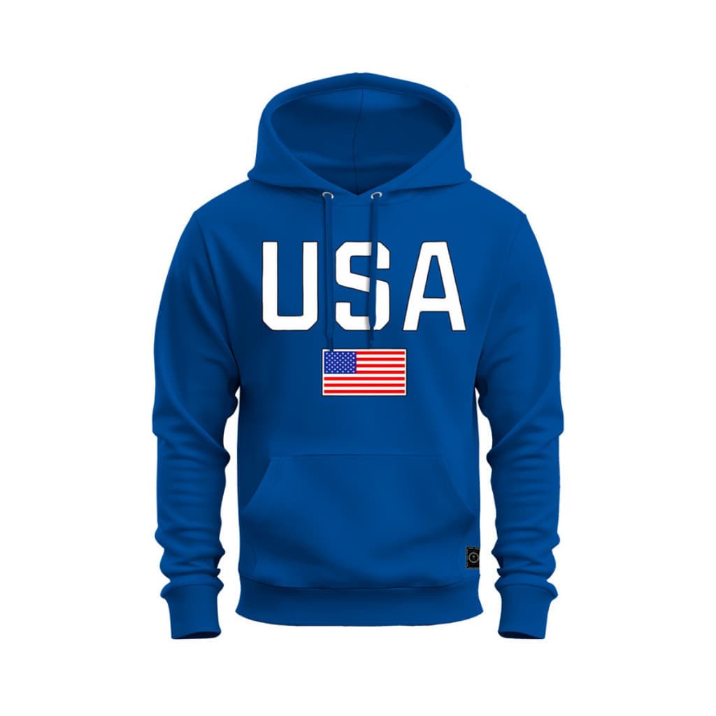 Blusa Moletom Inverno Estampado USA Bandeira Estados Unidos Algodão Com Capuz