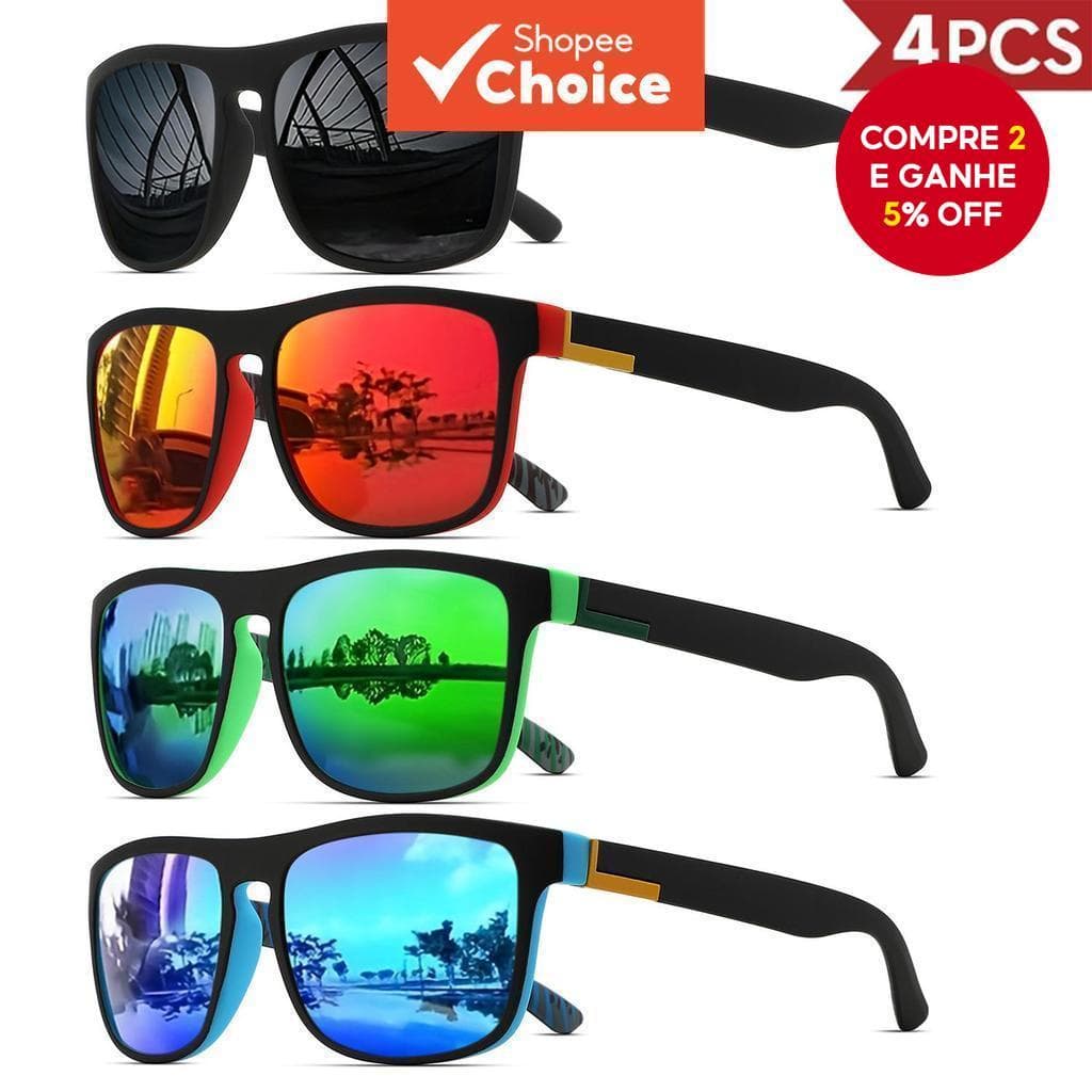 Clássico Quadrado Esportes 4 Pçs Óculos De Sol Leve Quadro PC UV400 Para Dirigir Pesca Ciclismo Unisex Durabilidade Diár