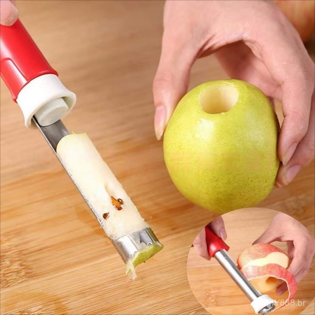 Descascador de maçãs em aço inoxidável, design ergonômico de dupla função, lâminas afiadas para descascar com eficiência