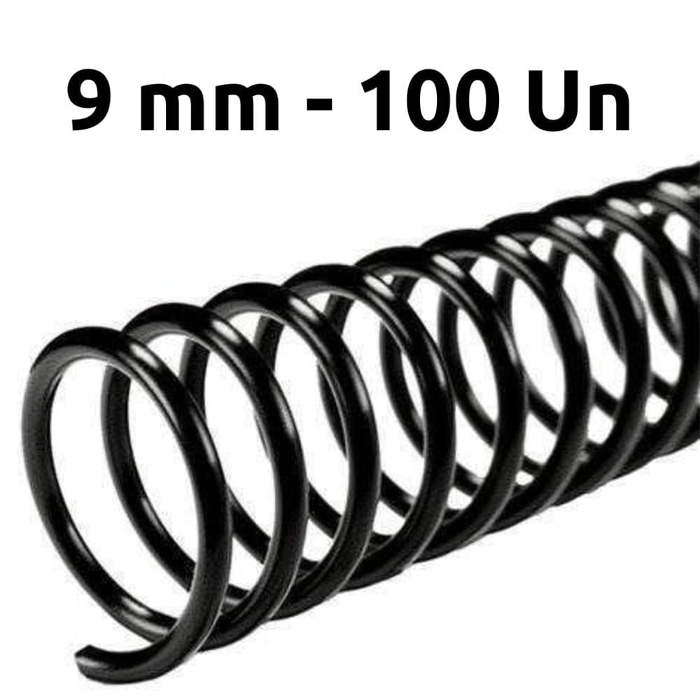 ESPIRAL 09MM PRETO PARA 50 FLS, COMBAHAMAS, 100 UN