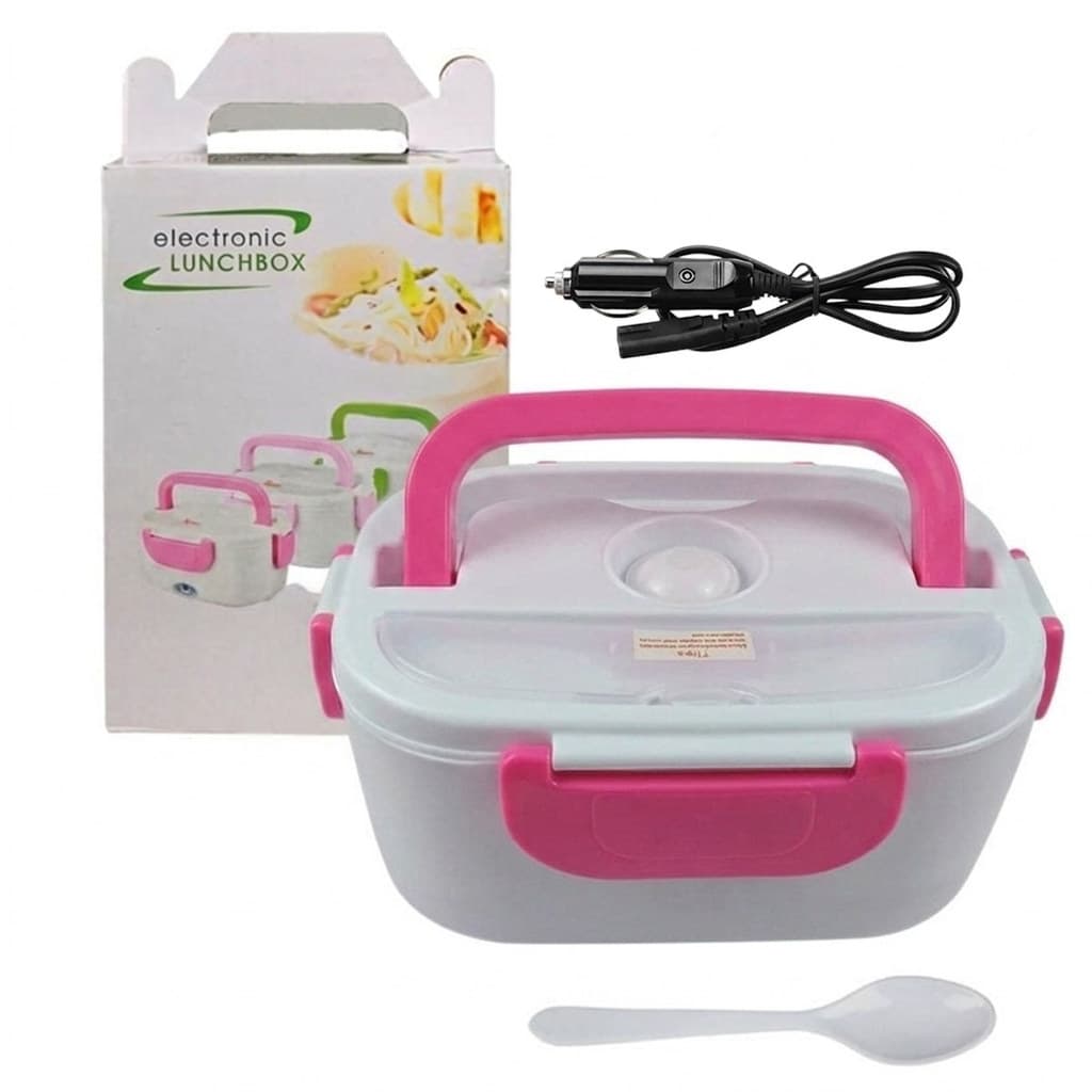 Marmita Termica Eletrica Portatil 12V Carro Motorista App Divisorias Colher Comida Alimentos Frescos Alça Carregavel