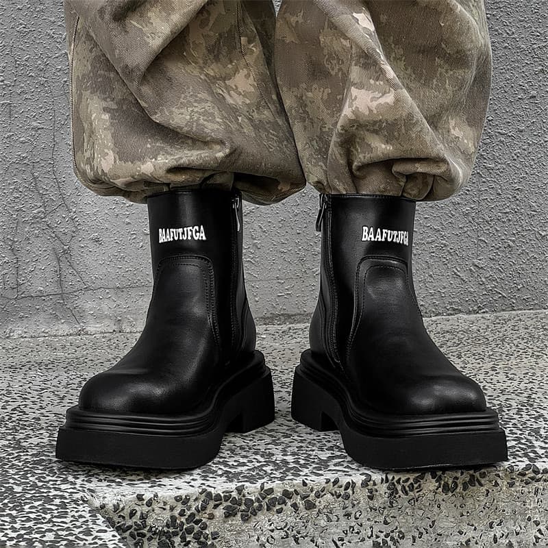 Botas Chelsea com zíper lateral masculino 2026 novo estilo botas de cigarro de cano alto Martin botas estilo britânico b