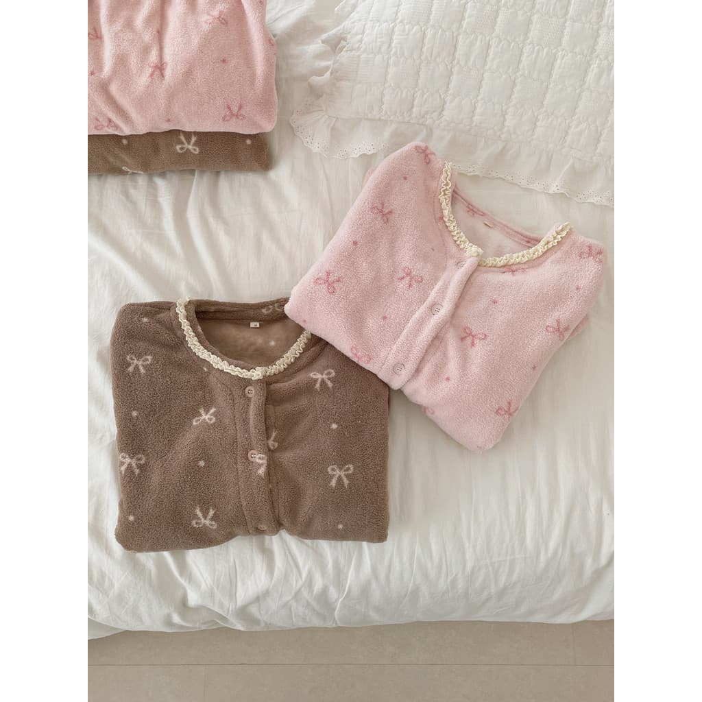 Ponto Profundo Fangfei |Coral velo quente Homewear inverno bonito estilo coreano forro de lã engrossado pijamas feminino