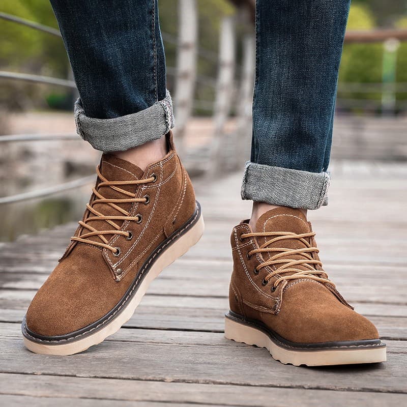 Botas Martin de couro genuíno genuíno, botas masculinas da moda, botas gerais ao ar livre, botas de deserto à prova d'ág