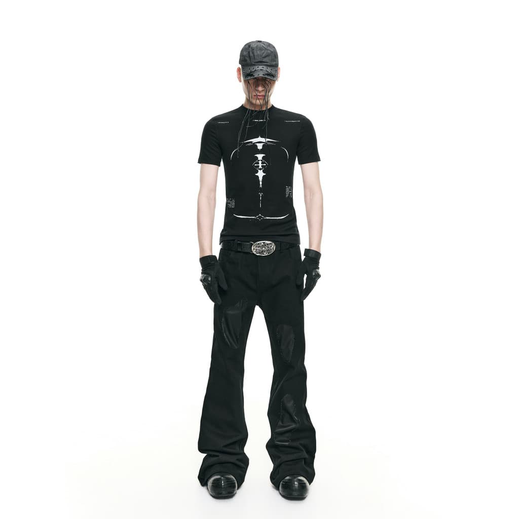 FRKM SCD 26 FS Dark Pioneer Revelation Original Light Asian Print Slim-fit Verão Skinny Camiseta de manga curta