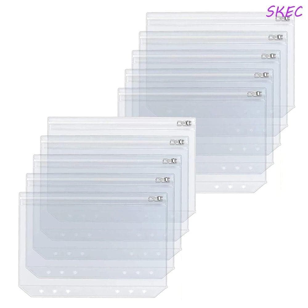 SKEC 5pcs A5 A6 Bolsos Transparentes De PVC , Envelopes De Dinheiro Para Organizador De Papel , Com Zíper De Metal