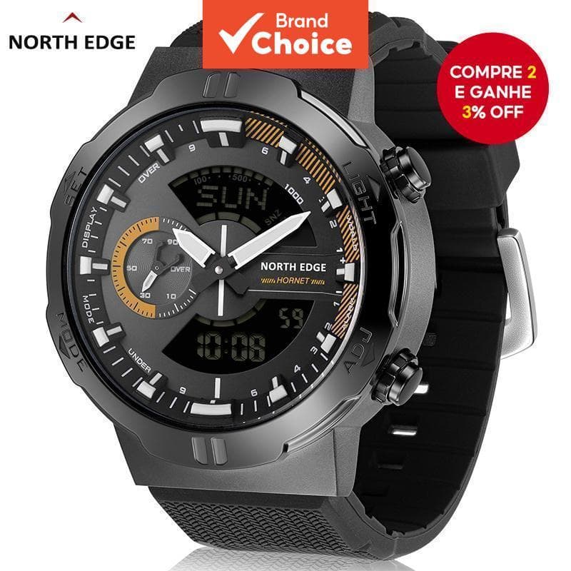 NORTH EDGE Relógio Digital Tático Hornet Alloy Case 50M À Prova D'água Para Homens