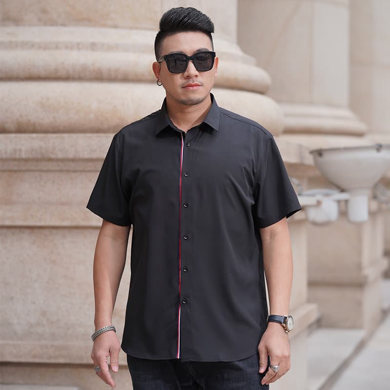 Verão estilo fino mais gordura plus Size camisa de manga curta cara gordo irmão solto não-ferro mais magro olhar gordura