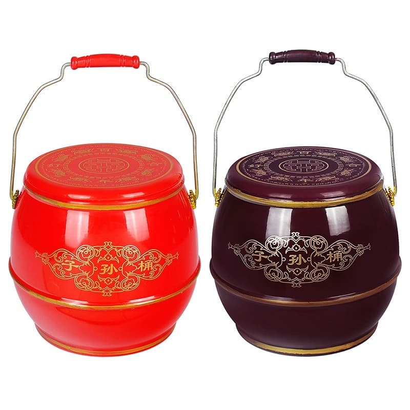 Dote Descendant balde suprimentos de casamento grande tamanho pequeno balde vermelho dote vermelho toalete cuspideira no