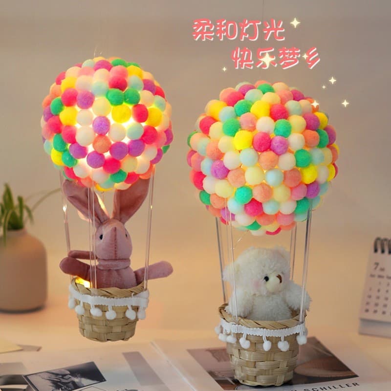 Bola de pele balão de ar quente luz noturna artesanal diy pacote de Material de produção infantil colorido pequena bola