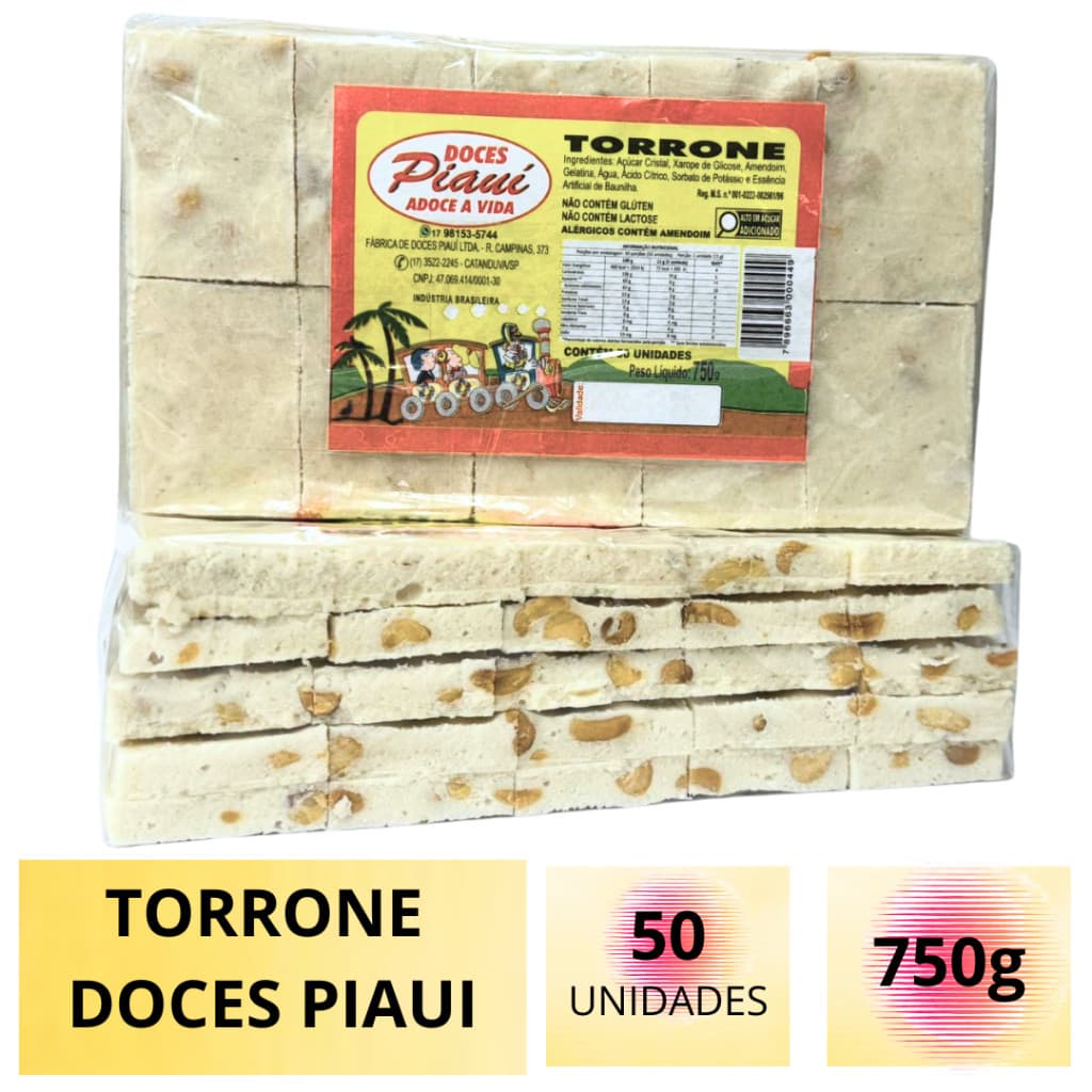 Pacote Torrone com Amendoim 750g C/ 50 Unidades - Doces Piaui - Festa Junina