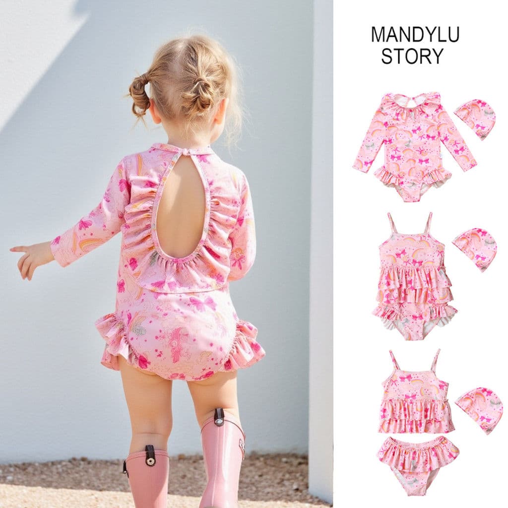 Crianças maiô menina dinamarca KS mesmo estilo novo bonito classe a bebê maiô 2 anos de idade um ano de idade manga comp
