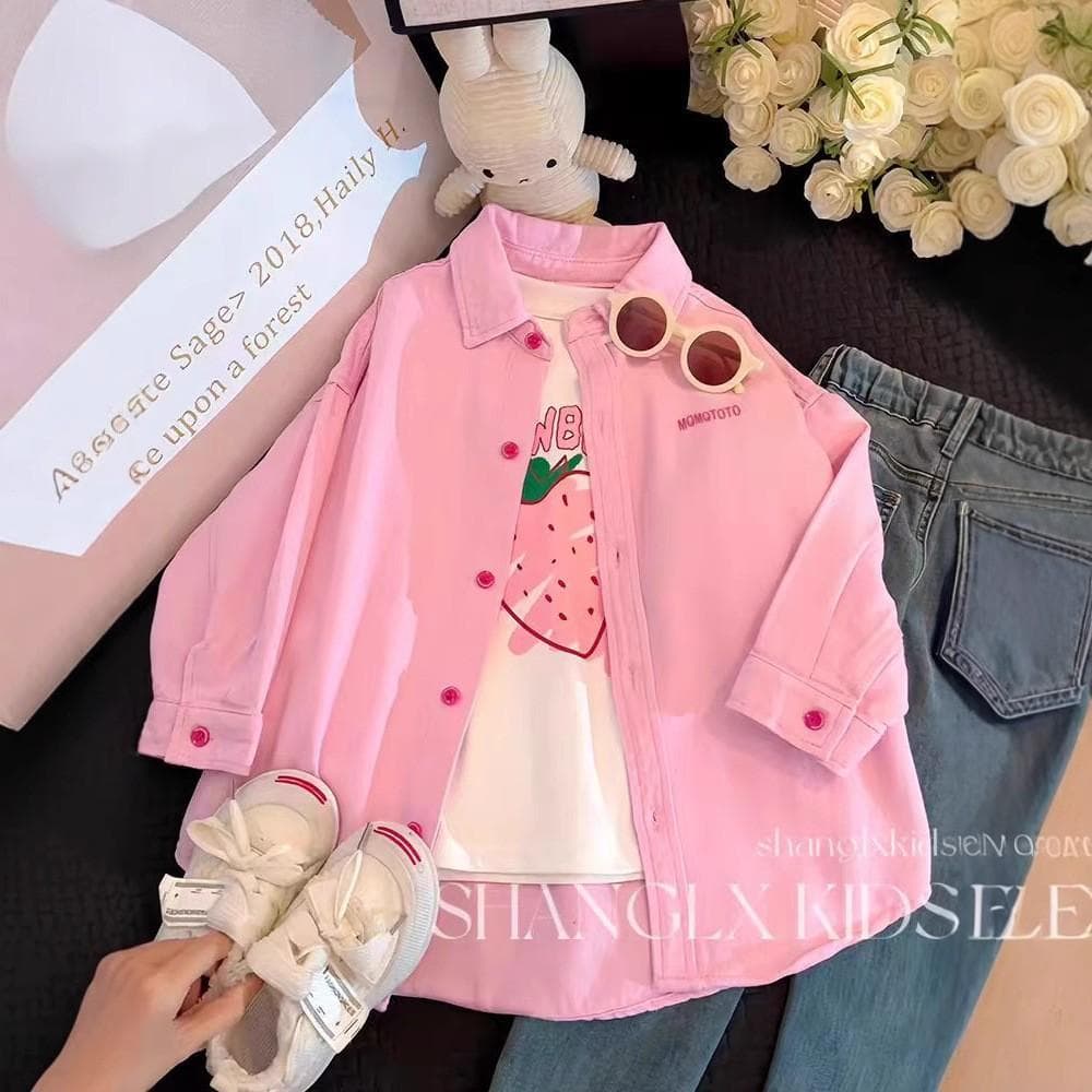 Meninas camisas primavera outono versão coreana meninas moda jaquetas casuais médio grande crianças moda Cardigan de man