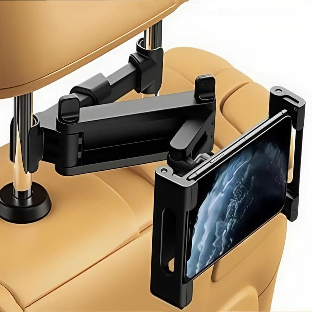 Suporte para tablet no encosto de cabeça do carro, banco traseiro 360 ° Suporte giratório, acomoda tablets e smartphones
