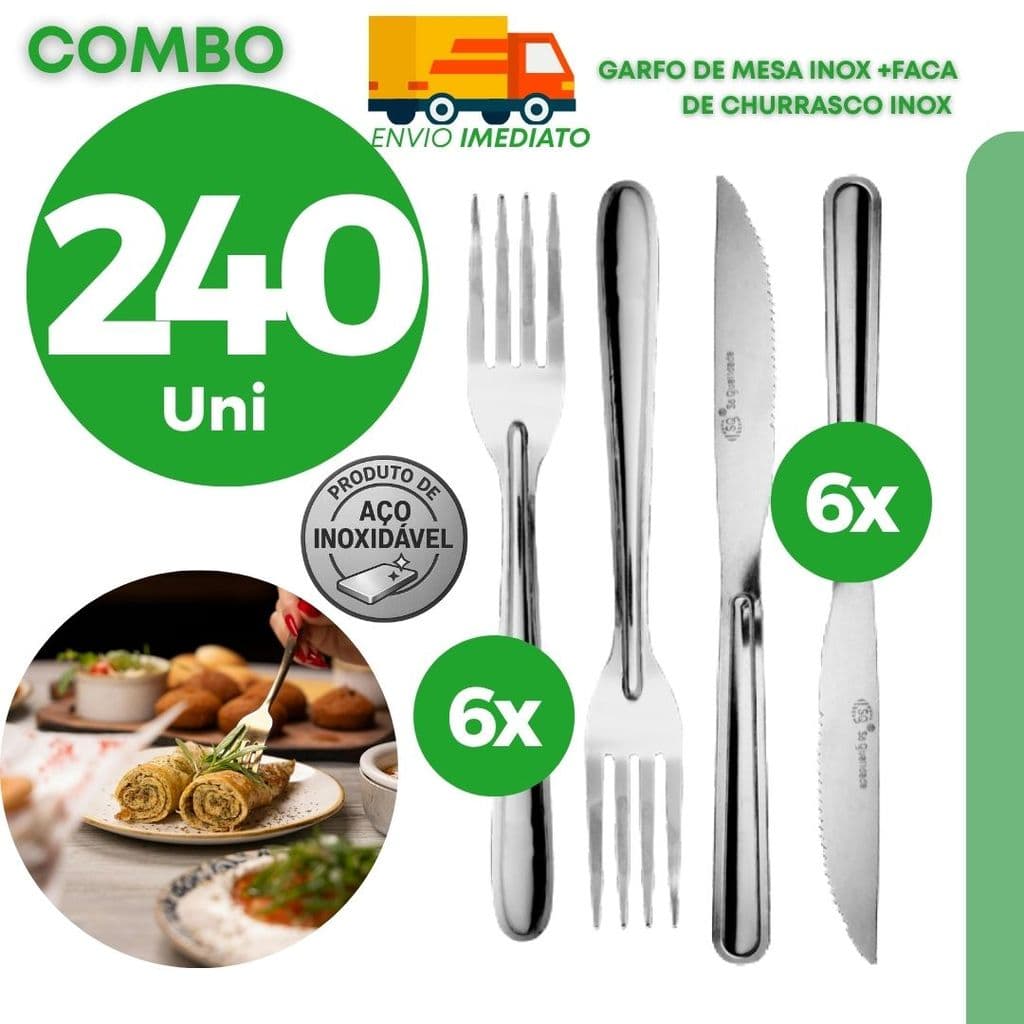 Conjunto Garfo Faca Aço Inoxidável Atacado Industrial Massivo Distribuidor Nacional Grande Escala Comercial