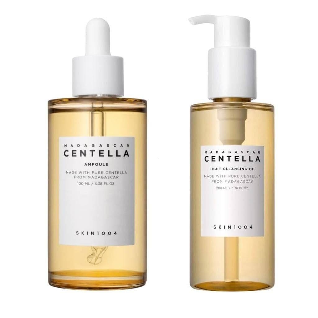 SKIN1004 Madagascar Centella Ampoule 3.38fl.oz (100ml) e Óleo de Leve 6.76fl.oz (200ml) Conjunto