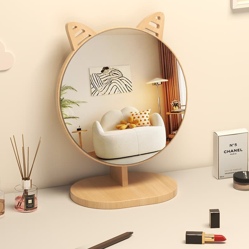 Penteadeira tamanho grande espelho de maquiagem dobrável casa meninas quarto Desktop espelho ins estilo espelho redondo