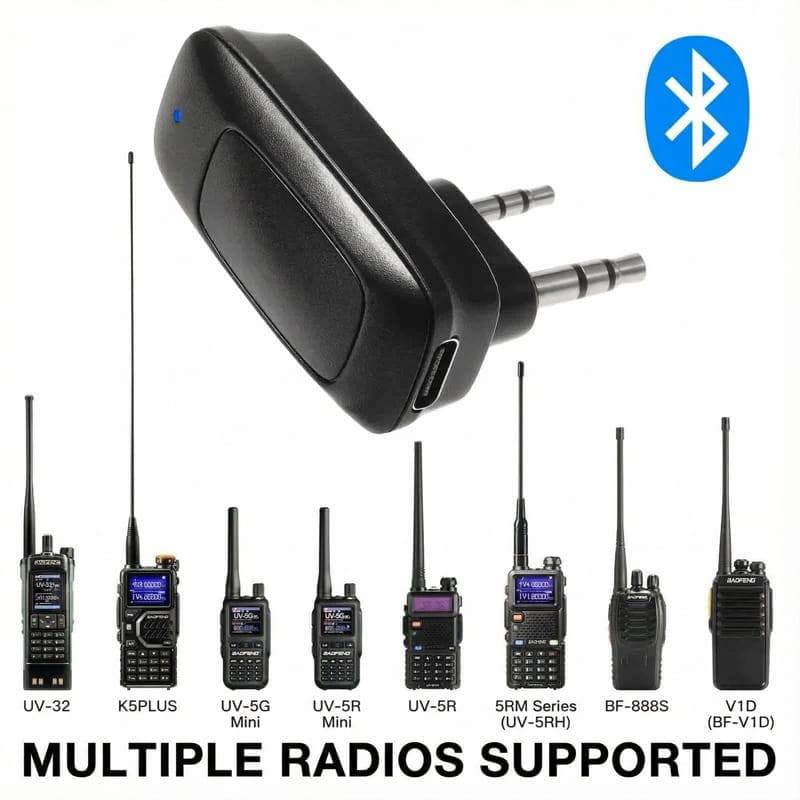 Adaptador Programador Bluetooth Baofeng BT‑A1D (K‑Plug 2 pinos) p/ UV‑5R UV‑5RM UV‑5RH BF‑888S