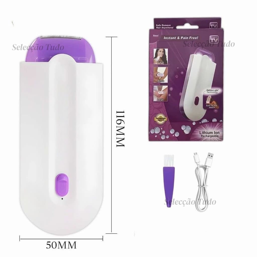 Depilador Elétrico Feminino Recarregável USB Indolor Portátil