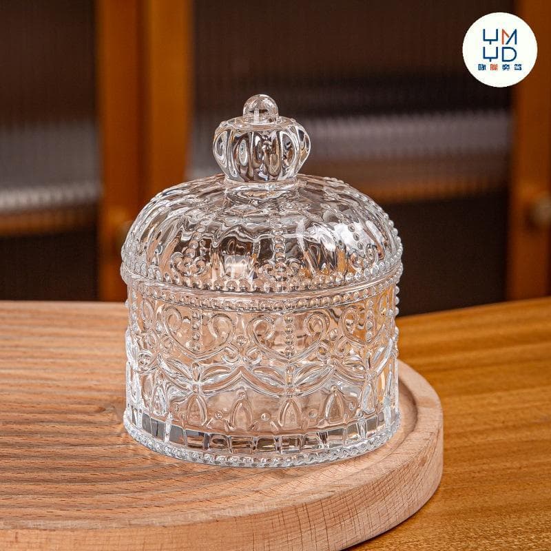 Francês em relevo Retro cristal frutas secas alimentos vidro doces jar caixa de armazenamento de jóias jarra de açúcar d