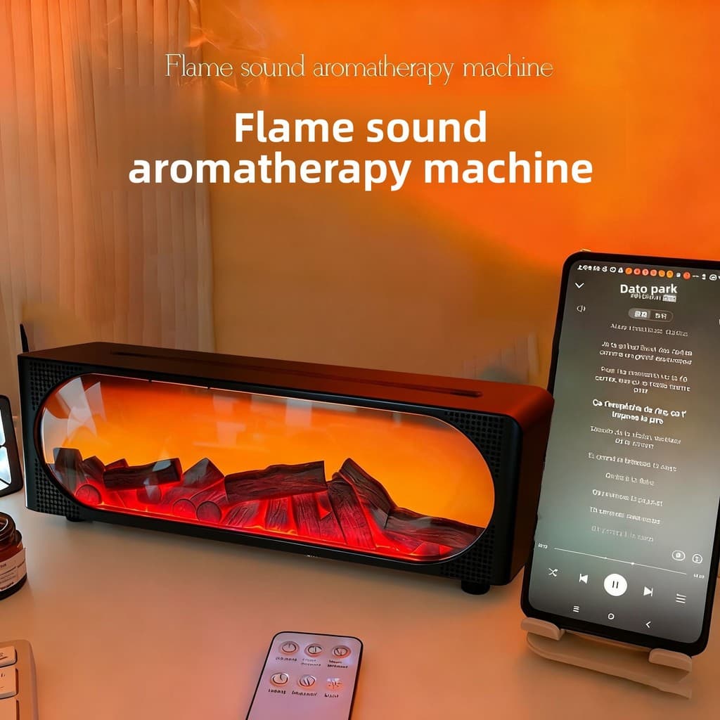 Lenha interior lareira simulação chama umidificador de ar Bluetooth caixa alto-falante quarto doméstico grande Volume Sp