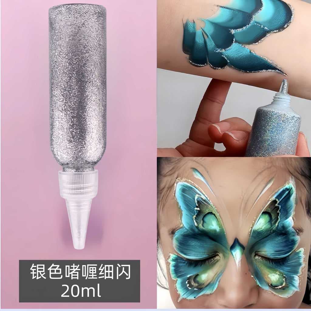 Pintura Facial contorno Gel fino brilhante ouro prata brilhante Glitter crianças palco maquiagem dos olhos lantejoulas b