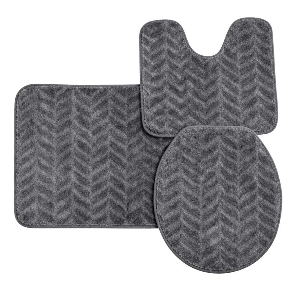 Kit Banheiro 03 Peças Antiderrapante Tapete Tampa de Vaso Contorno Poliéster Macio Lavabo Casa Decoração Luxo Premium