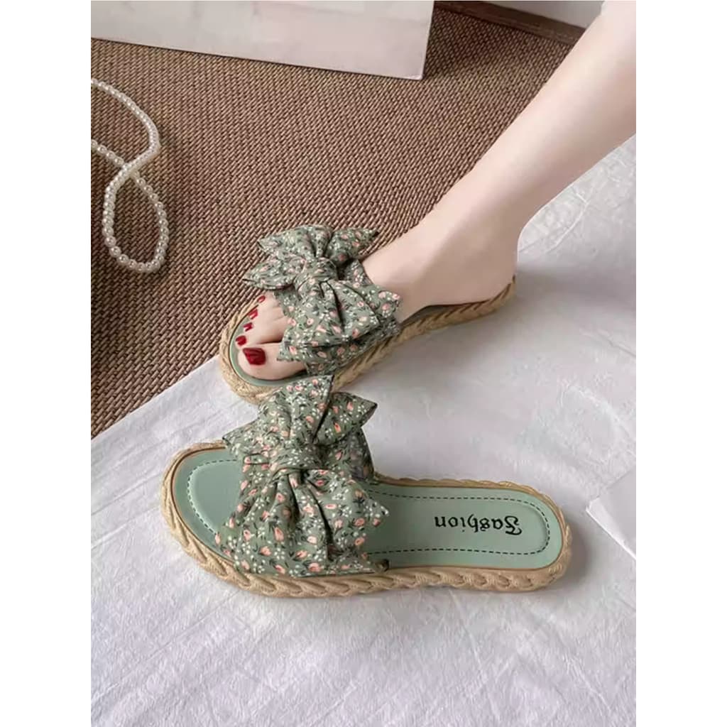 Chinelos de arco feminino exterior Wear na moda verão novo estilo moda All-Match estilo de fadas sandálias chinelos femi