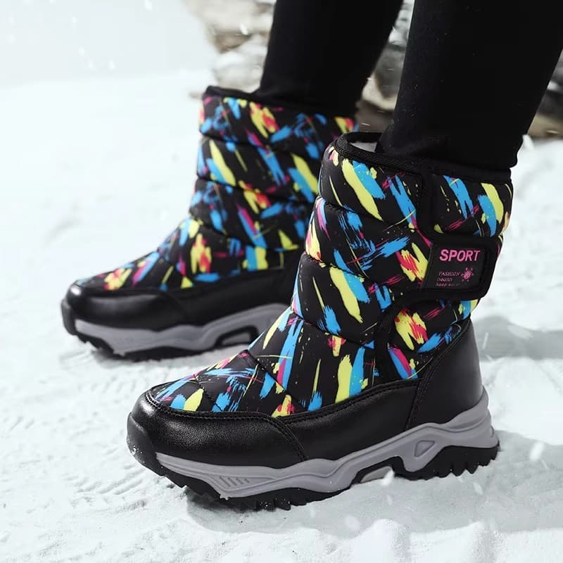 Novidade: Botas de Inverno para Crianças, Tecido Impermeável de Pelúcia, Sola de Borracha Antiderrapante, Botas de Neve
