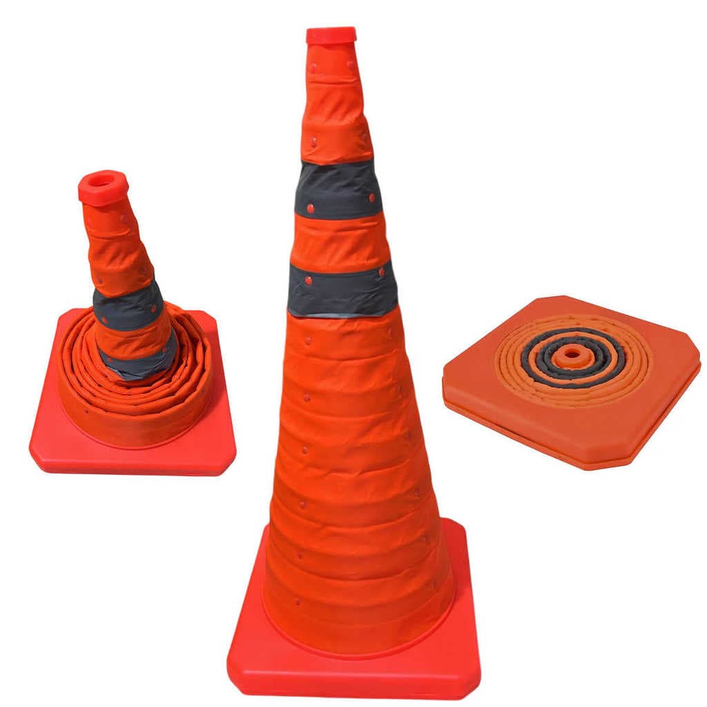 Cone Retratil Sinalizaçao Kit 5 Portatil Dobravel Estrada Rodovia Balizador Flexivo Obra Segurança Emergencia