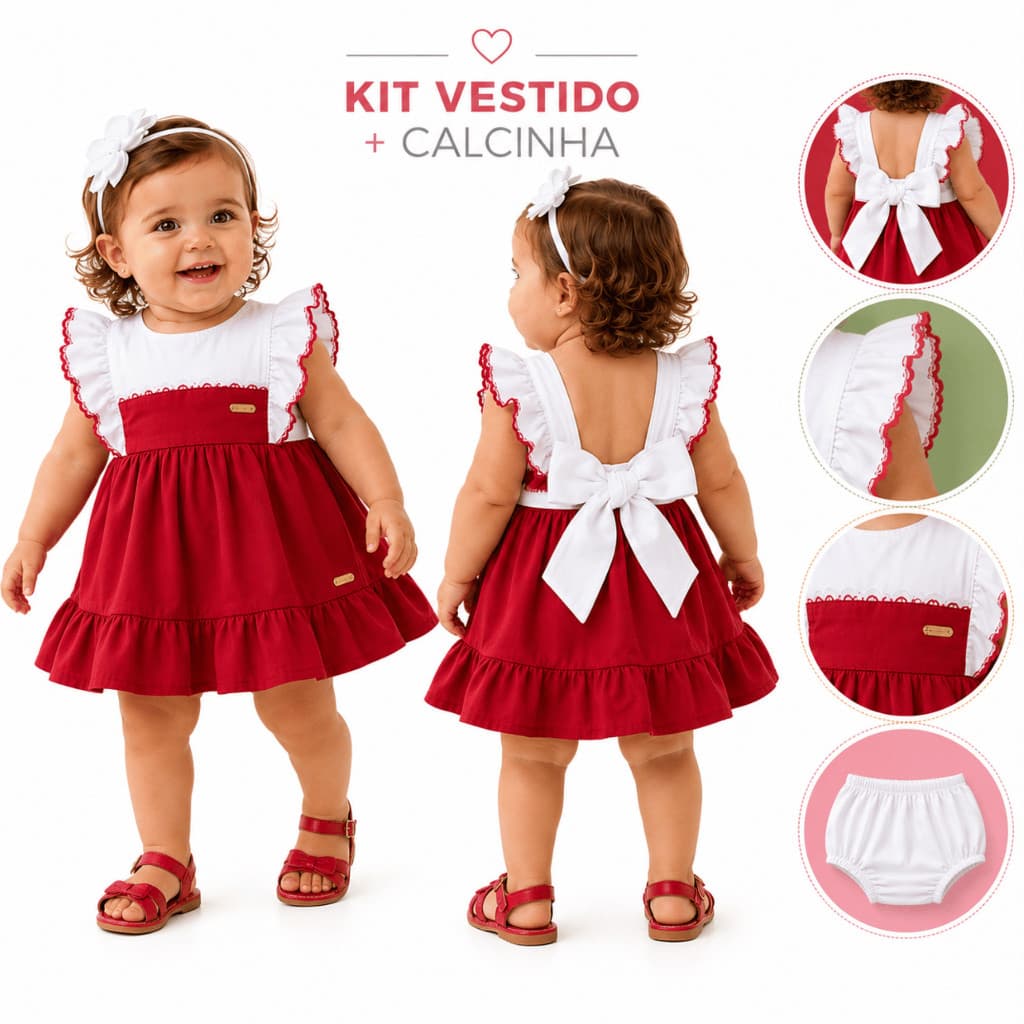 Vestido Infantil Bebê Babados Vestido para meninas Premium Vestido
