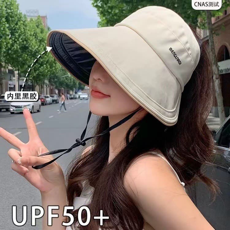 2025 novo estilo rabo de cavalo vazio topo protetor solar chapéu feminino verão vinil Anti-ultravioleta guarda-sol balde