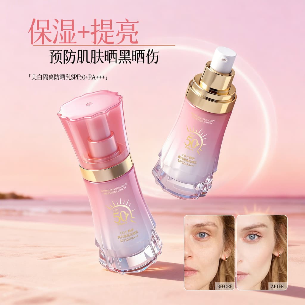 Han Yixueyan Loção Protetor Solar FPS35 +++ Protetor Solar de Isolamento Branqueador Três em Um Refrescante Transparente