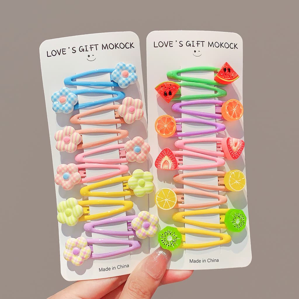 Bebê bonito flor fruta crianças hairpin menina franja lateral cabelo quebrado bb clipe cocar menina All-Match hairpin