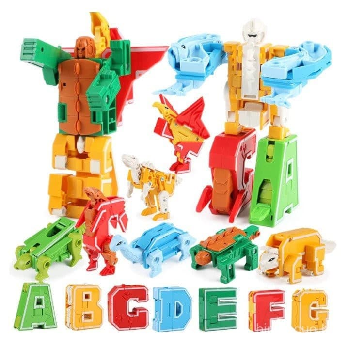 Brinquedo Dinossauro Robô Alfabeto Inglês Quebra-Cabeça Transformador Brinquedo de Montagem Brinquedo Animal Infantil