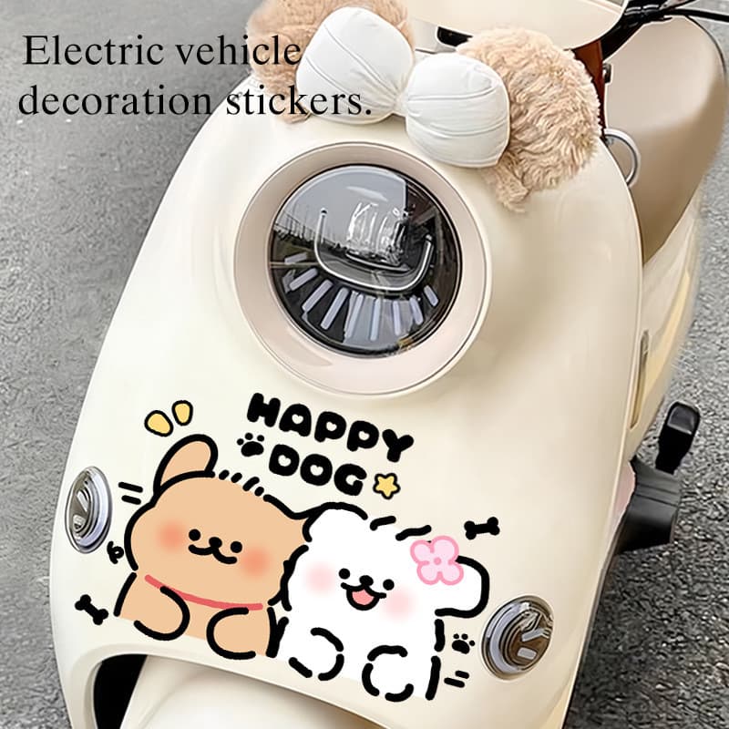 Bonito dos desenhos animados filhote de cachorro veículo elétrico adesivos decorativos carro motocicleta decalques à pro