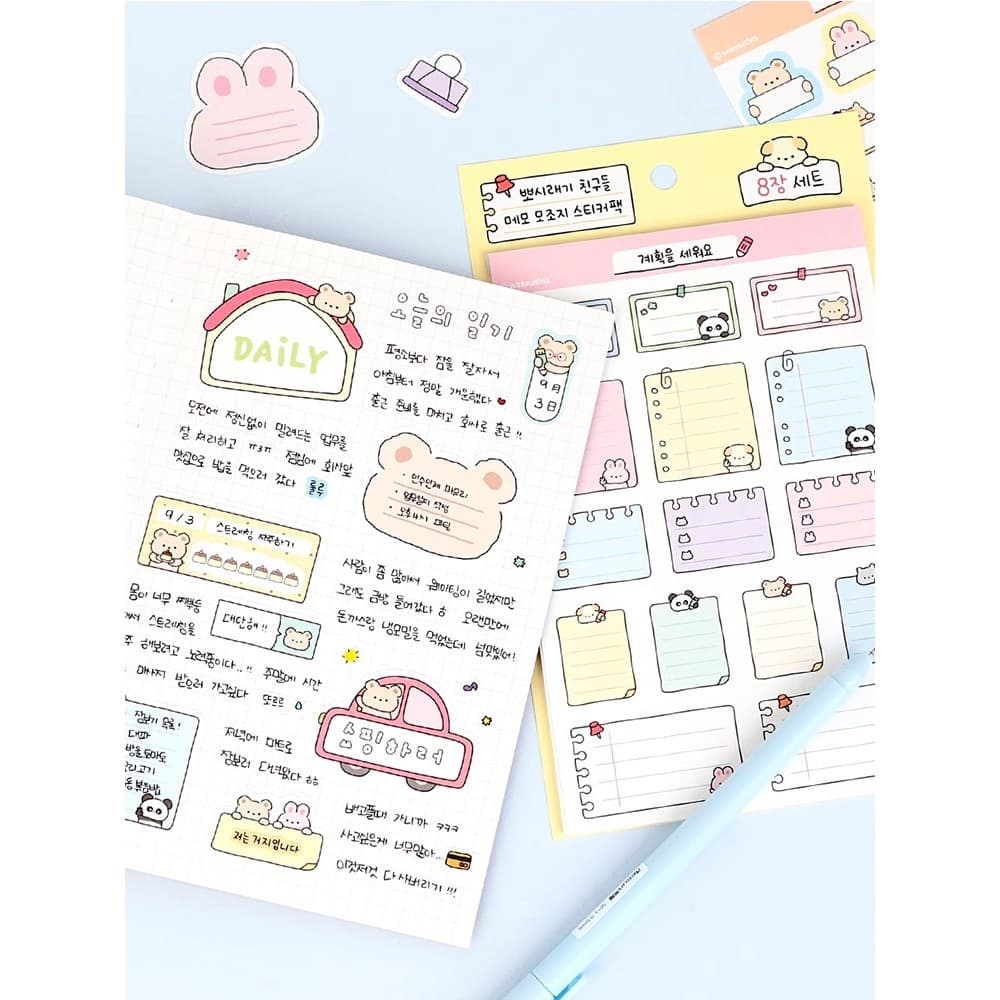 Coreia coreia wannathis bonito Animal dos desenhos animados adesivo conjunto diy manual Goo cartão decoração gravável ma
