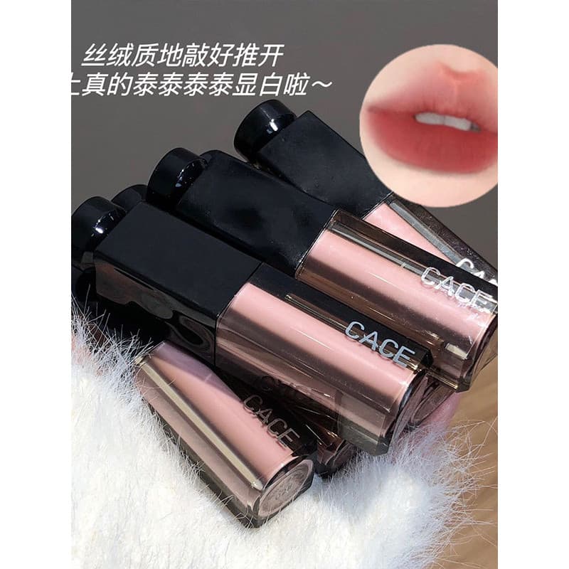 Brilho labial de veludo fosco macio CACE No. 06 Cor Fácil de Colorir Brilho Labial Diário de Desenvolvimento de Cores de