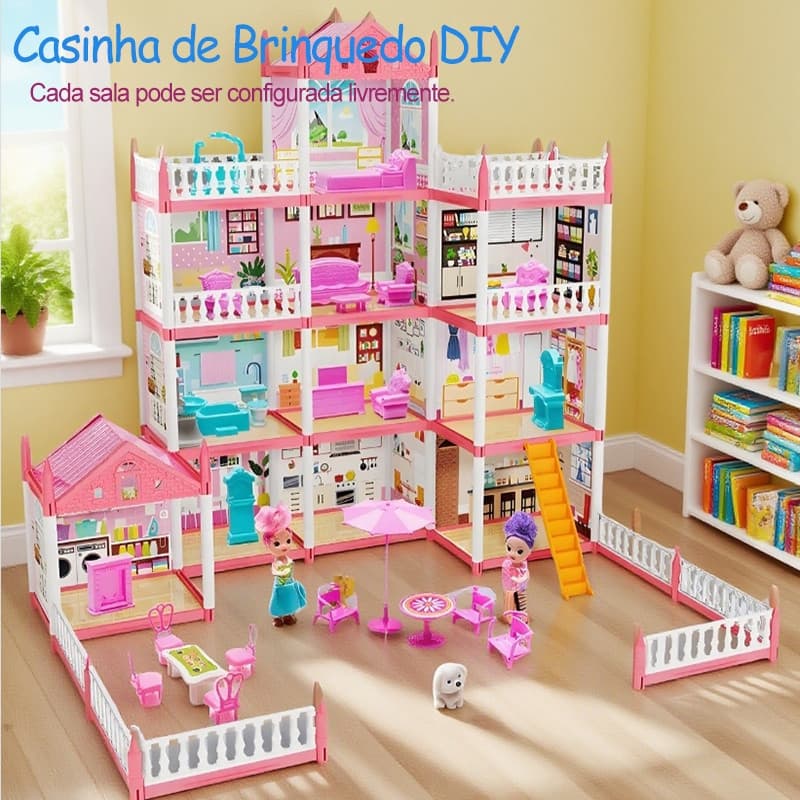 Castelo de Bonecas UHTB DIY, Casa de Brincar Luxuosa para Meninas CUEE