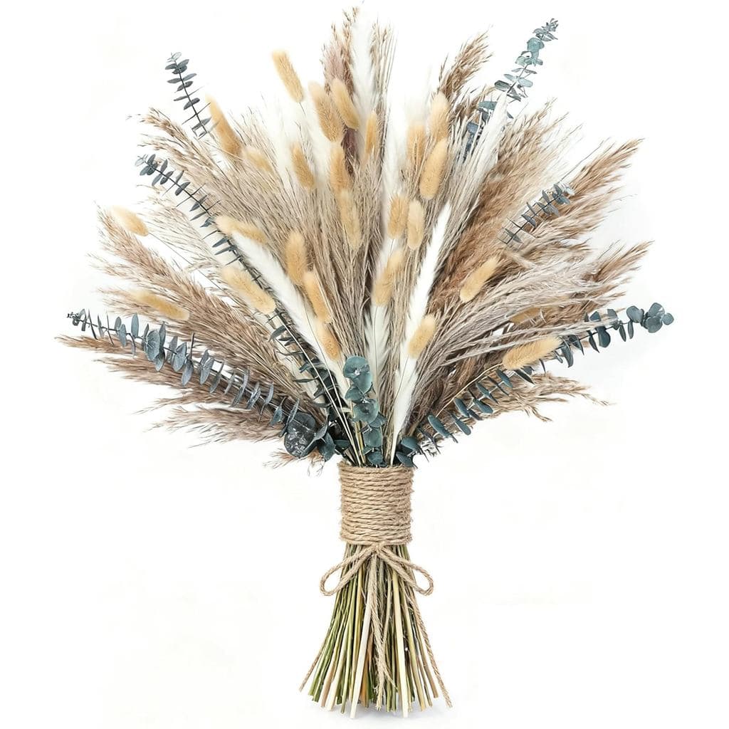 A nova empresa envia 120 peças de capim-dos-pampas seco, flores secas e buquês de capim para decorações florais boêmias